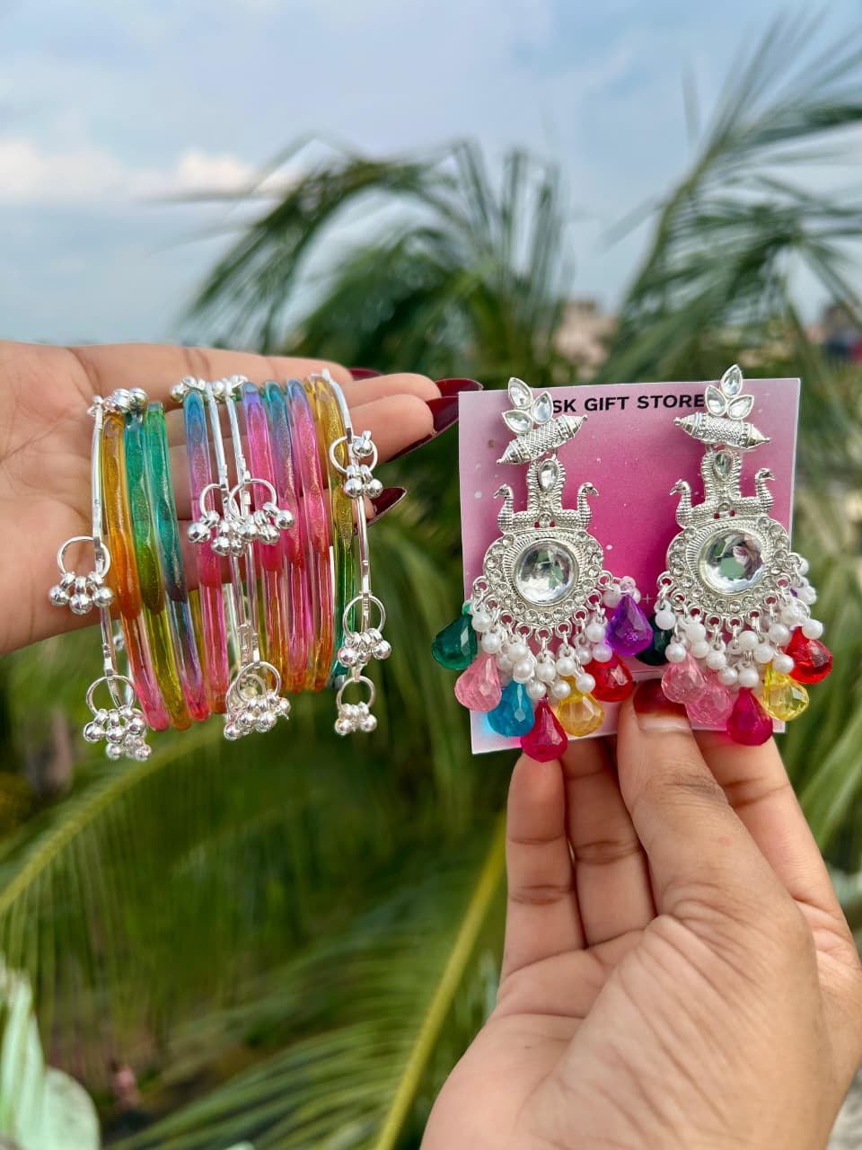 { Combo } kashmiri bangles with jhumka ππ