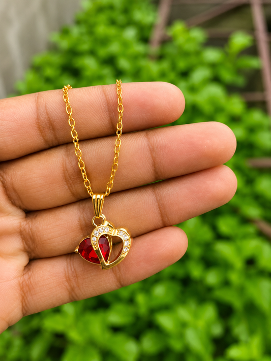 { Premium } Elegant Red Heart Pendant Necklace 💝✨