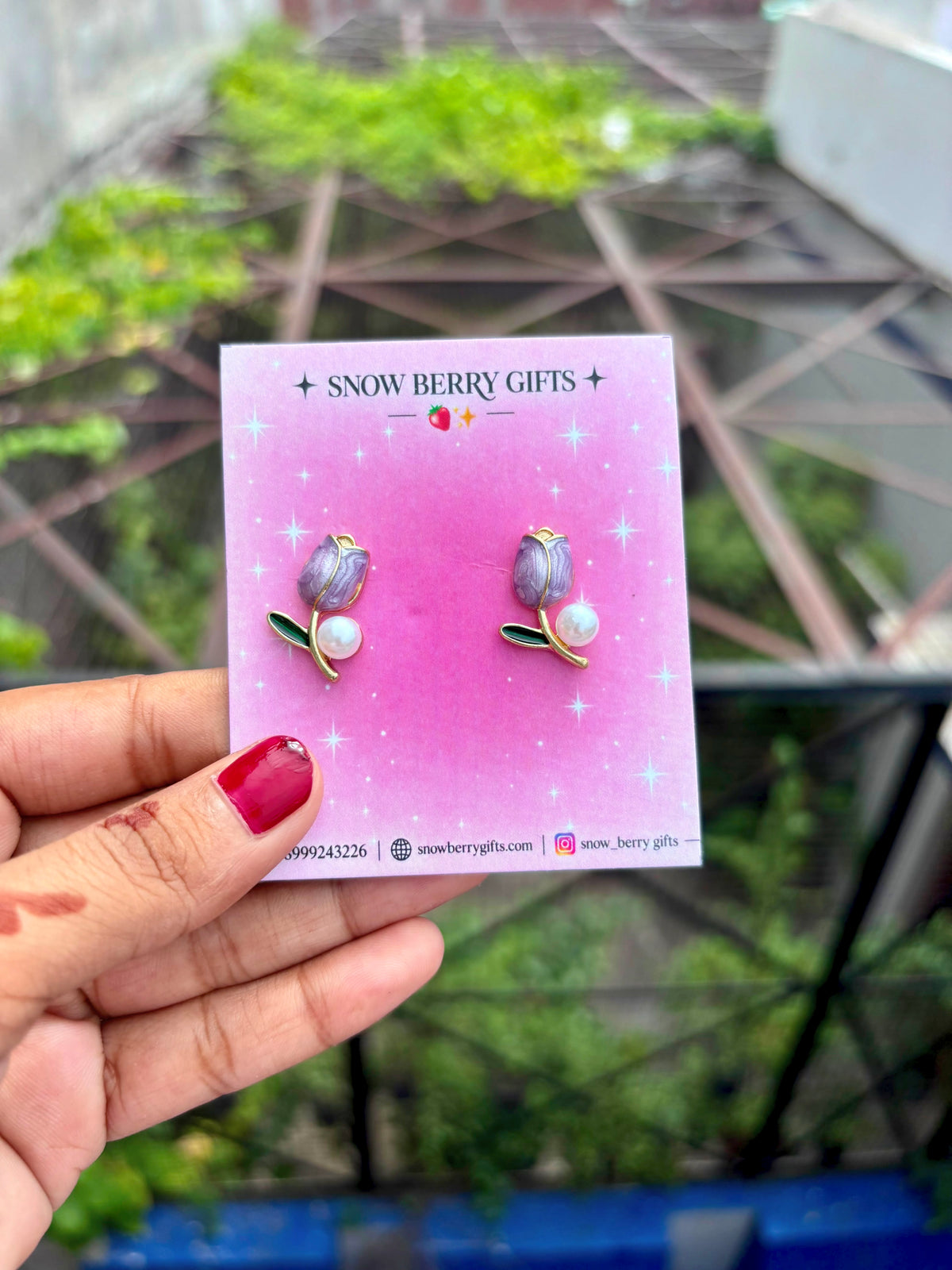 { Purple} tulip stud