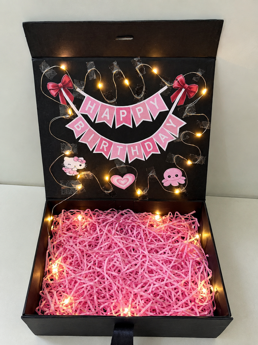 { Black } Luxury bday gift box with lights (add products worth 1000/- atleast because the box is big in size) 🪞✨