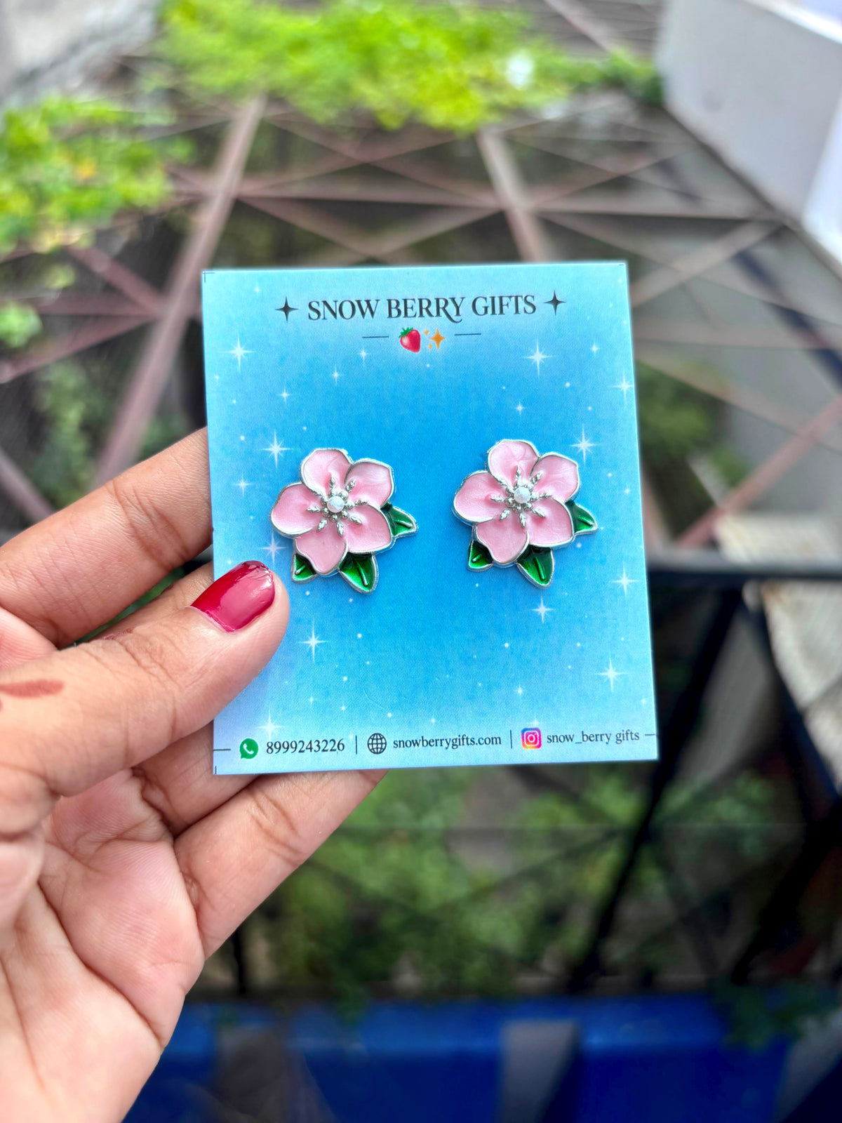 Pink Flower stud