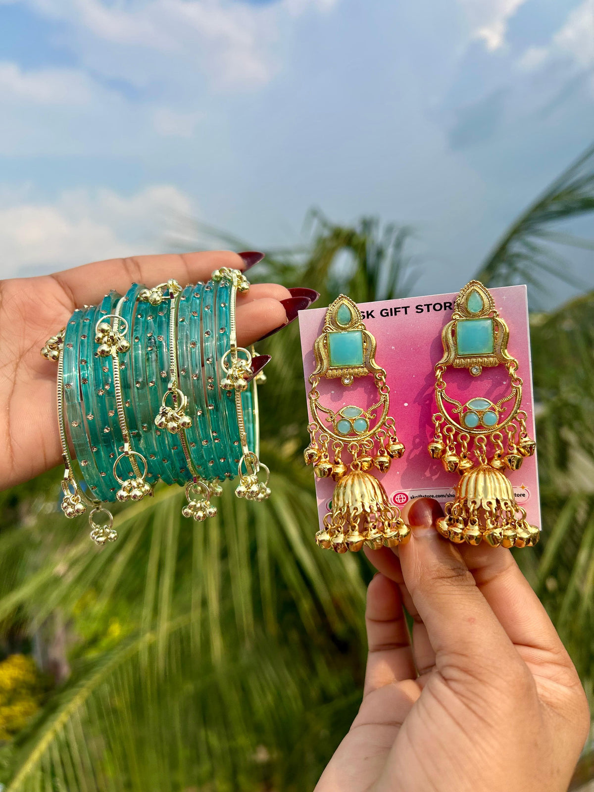 { Combo } kashmiri bangles with jhumka 💗🎁